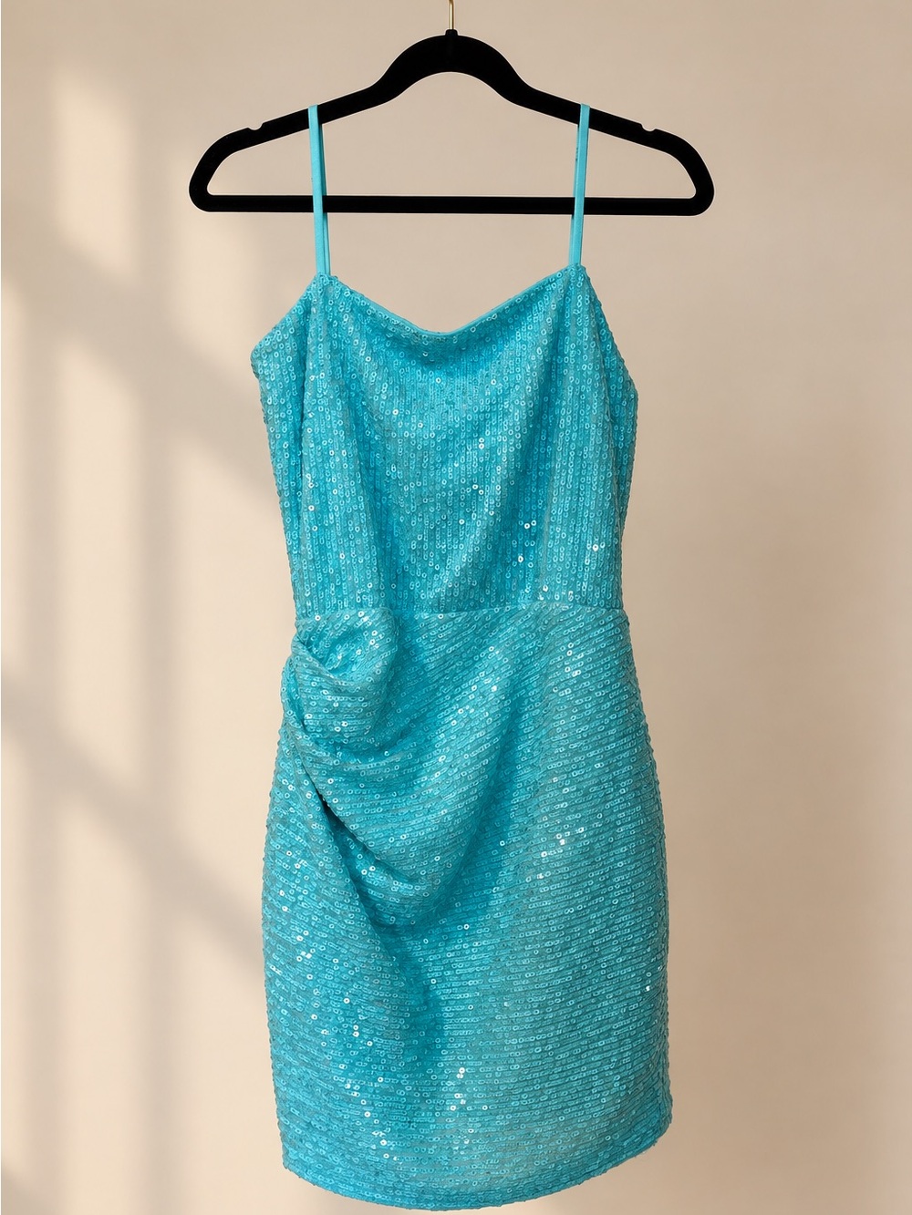 Katie J NYC Turquoise Sequin Spaghetti-Strap Dress (Tween)